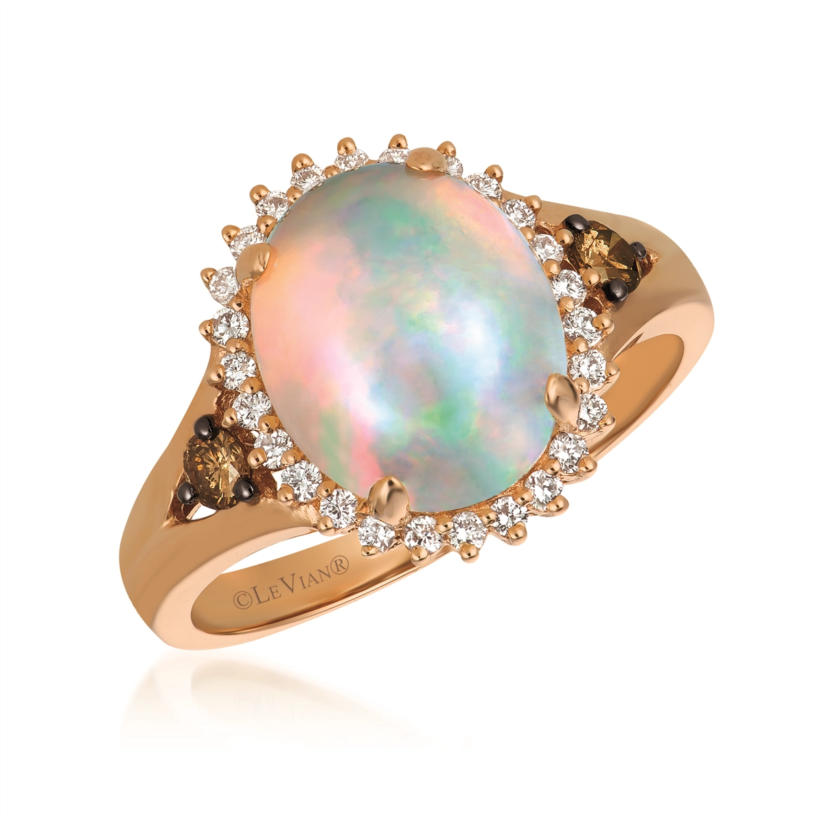 Le Vian 14K Strawberry Gold Neopolitan Opal and Chocolate and Vanilla Diamond Ring