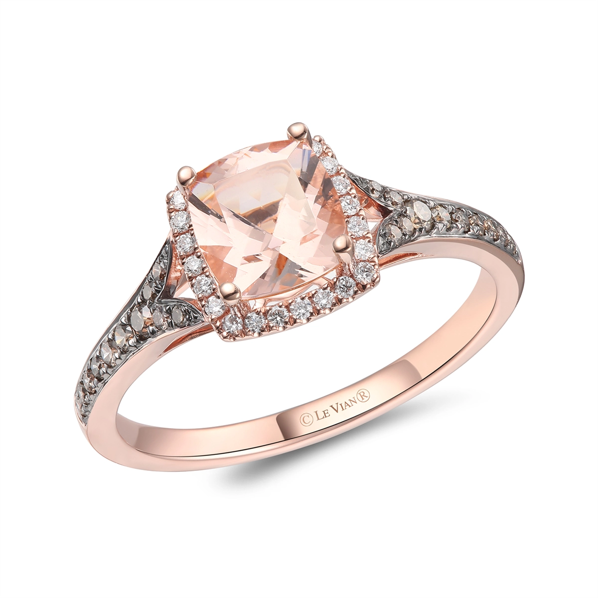 Le Vian 14K Strawberry Gold Peach Morganite Ring with Vanilla and Chocolate Diamonds