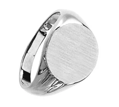 Mens Sterling Silver Flat Top Signet Ring, Size 10.5