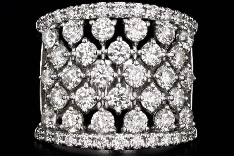 Modern Platinum 3 Carat Total Weight Wide Diamond Band