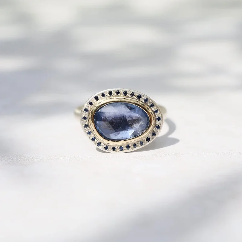 One of a Kind Blue Sapphire 18k & Sterling Silver Ring