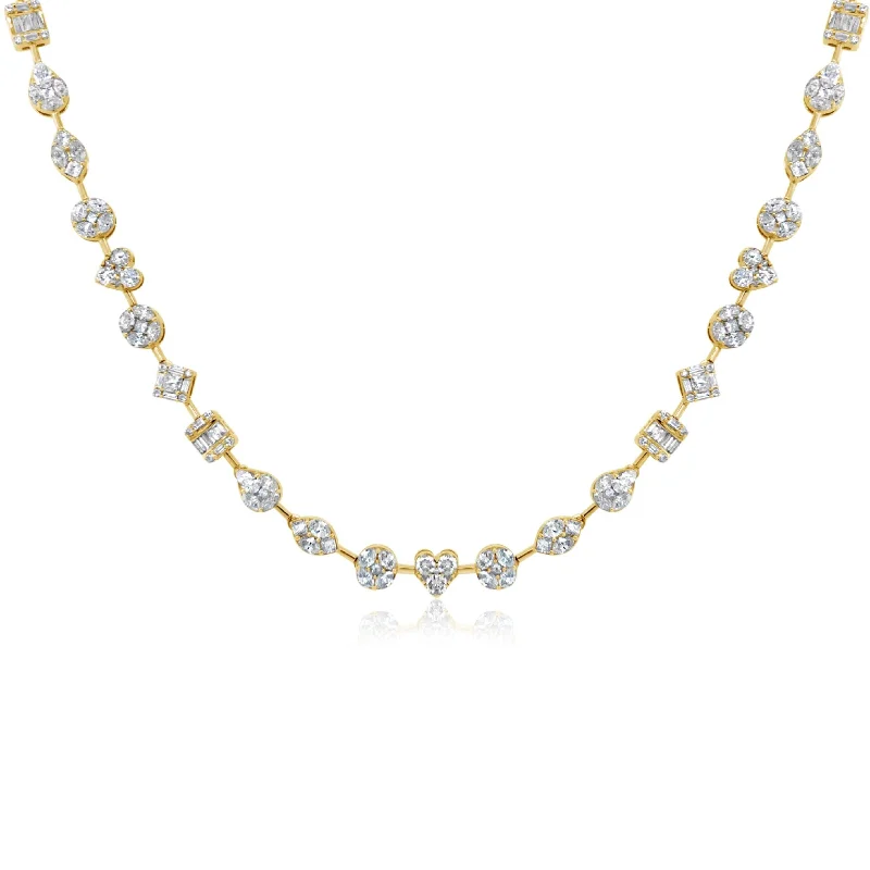 Multi Shape Diamond Illusion Necklace