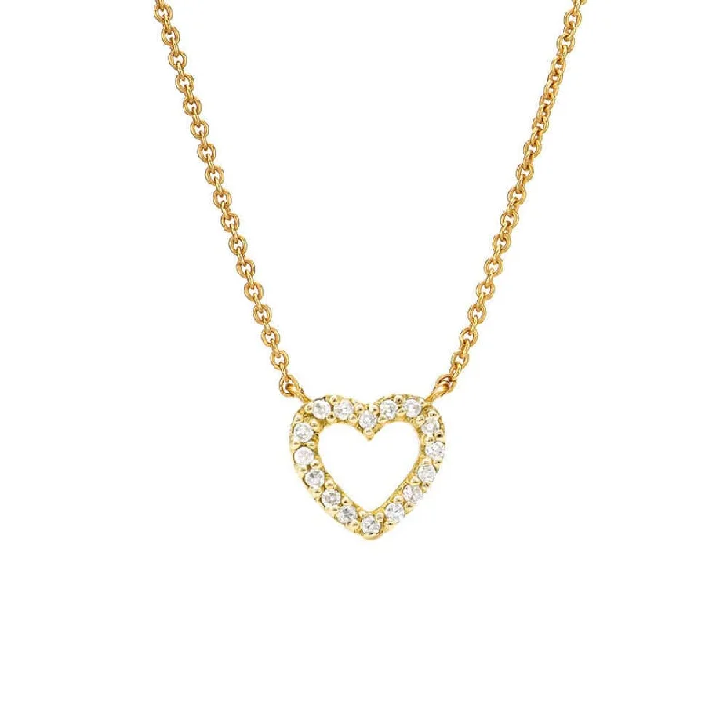 14K Mini Open Heart Necklace with Diamonds