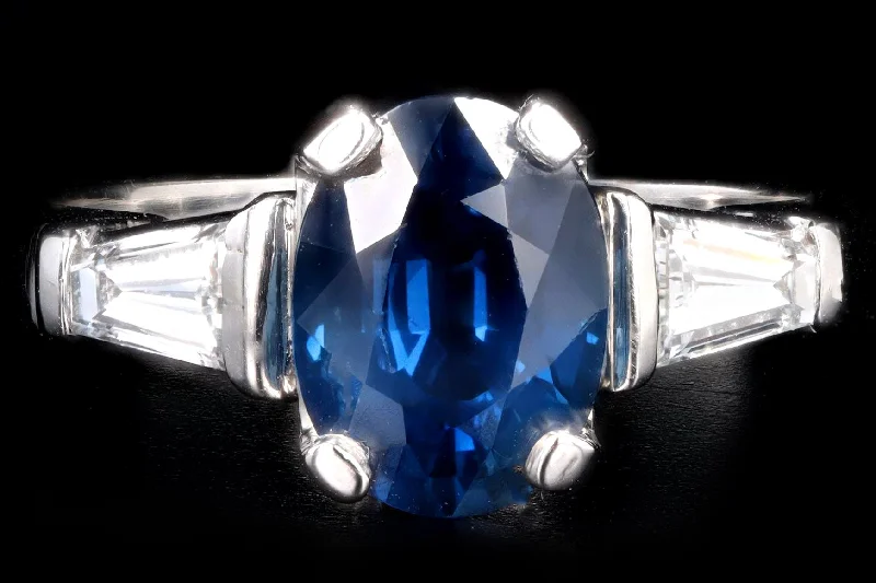 Platinum 2.63 Carat Natural Sapphire & Diamond Ring