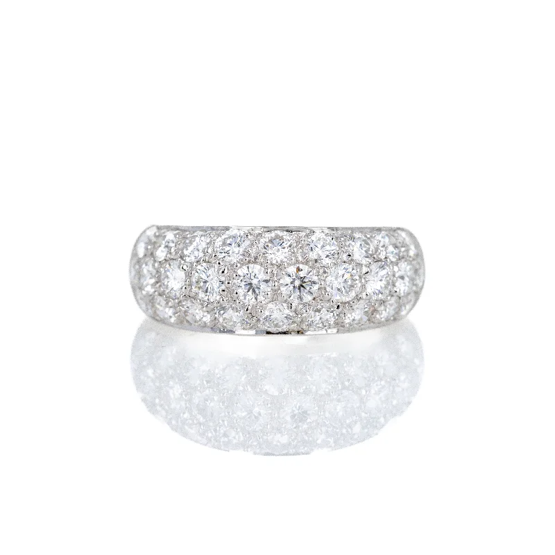 Platinum 2 Carat Round Diamond Pave Dome Band