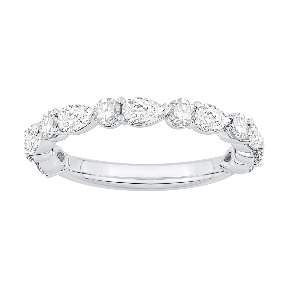 Platinum Diamond Band, Alternating Rounds and Pears