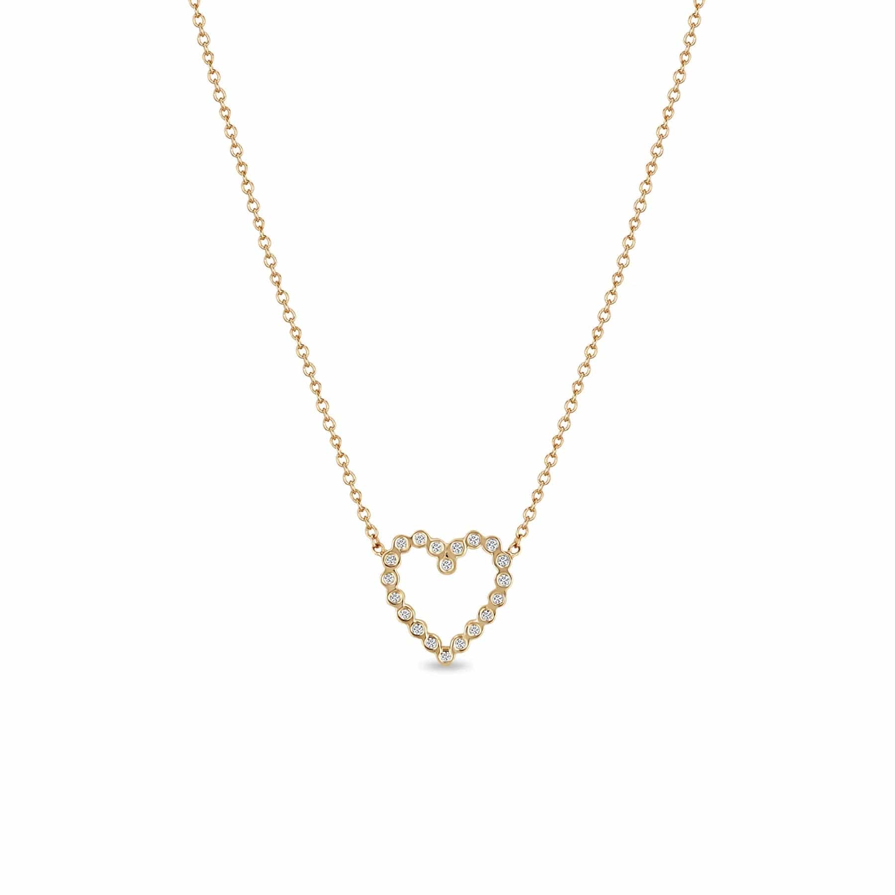 14k Small Diamond Bezel Heart Necklace