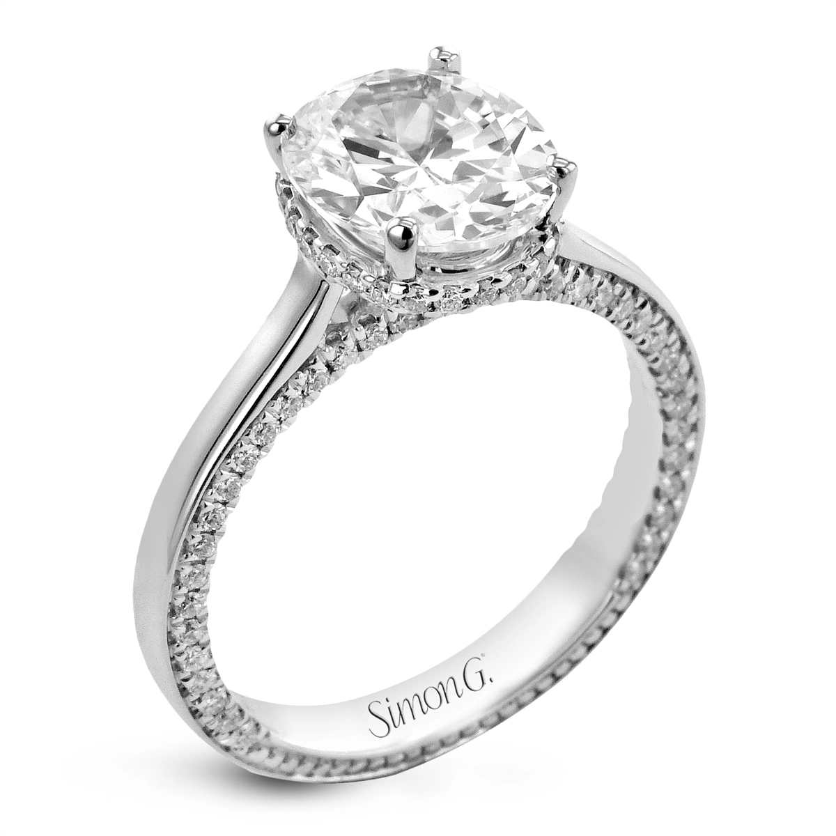 Simon G 18K White Gold Diamond Semi-mount Ring