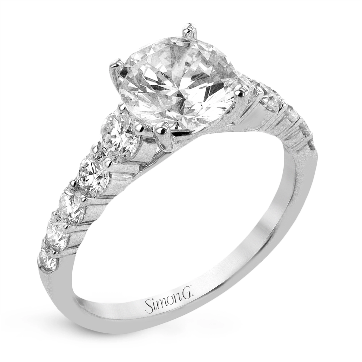 Simon G 18K White Gold Diamond Semi-mount Ring