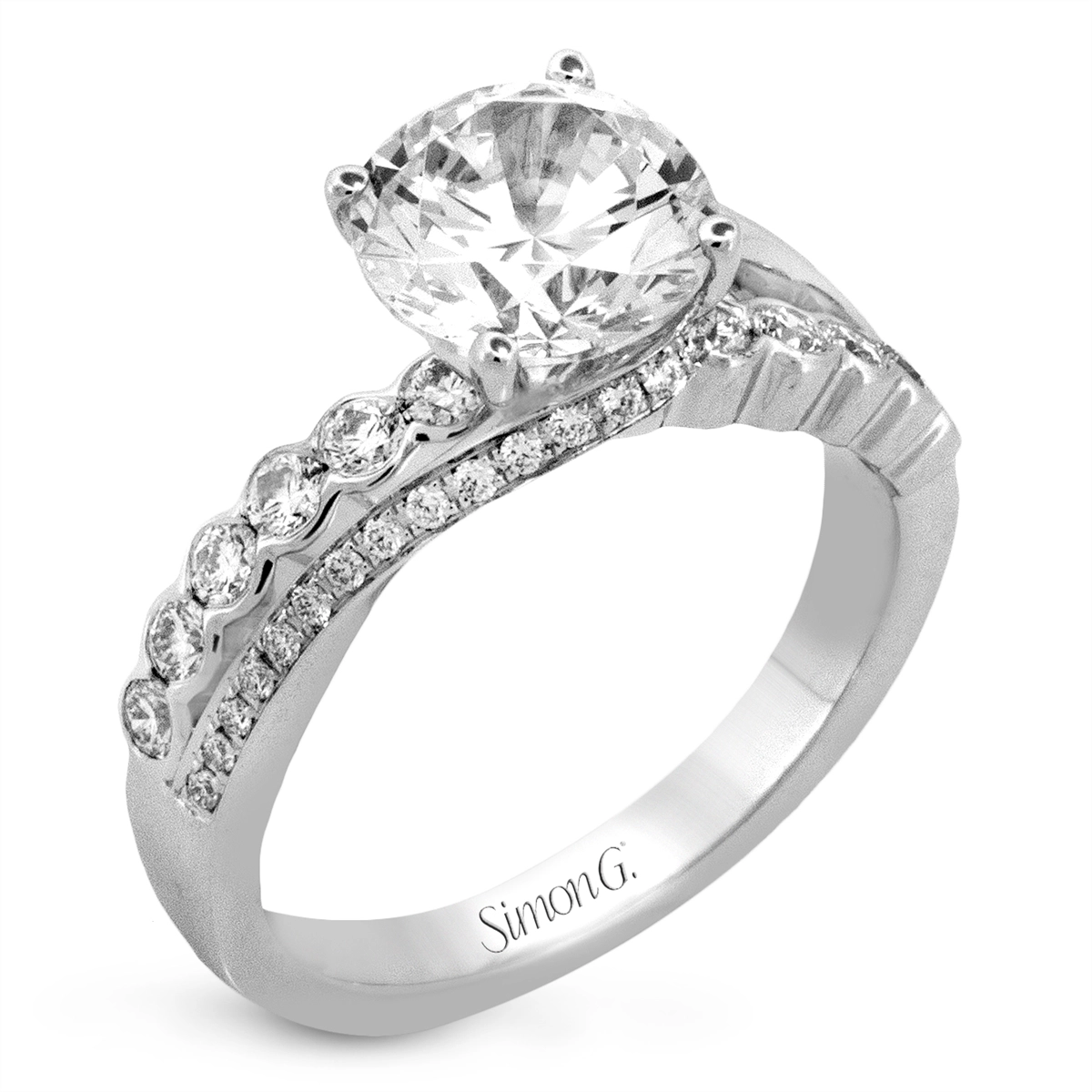 Simon G 18K White Gold Diamond Semi-mount Ring