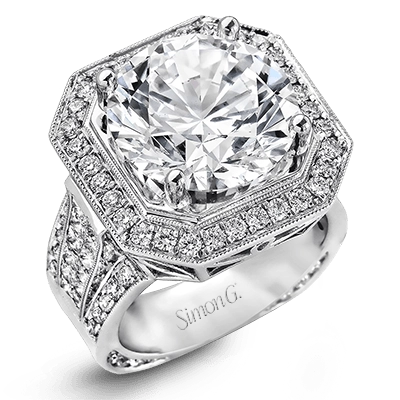 Simon G 18K White Gold Diamond Semi-mount Ring