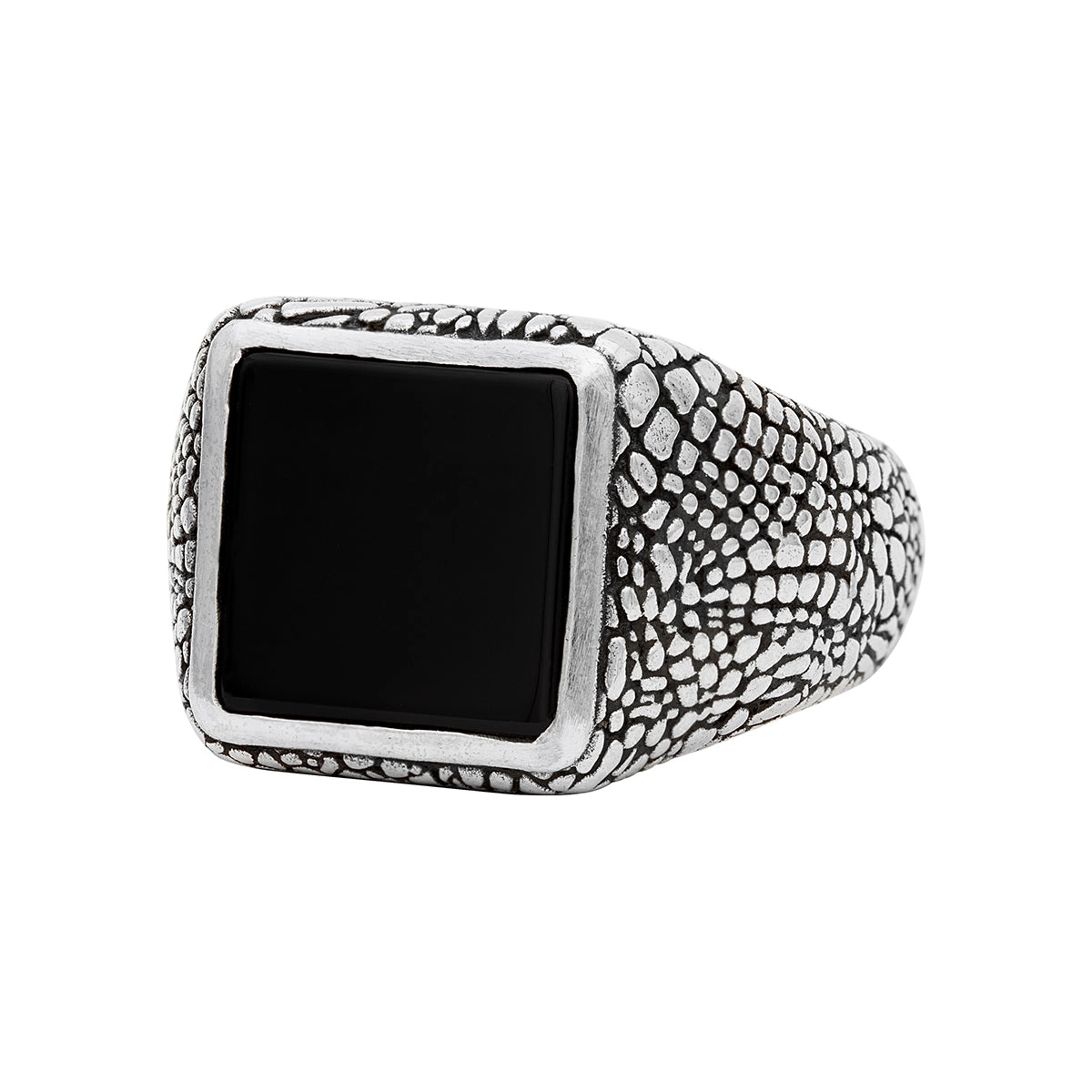 Sterling Silver 12mm Black Onyx Square Ring