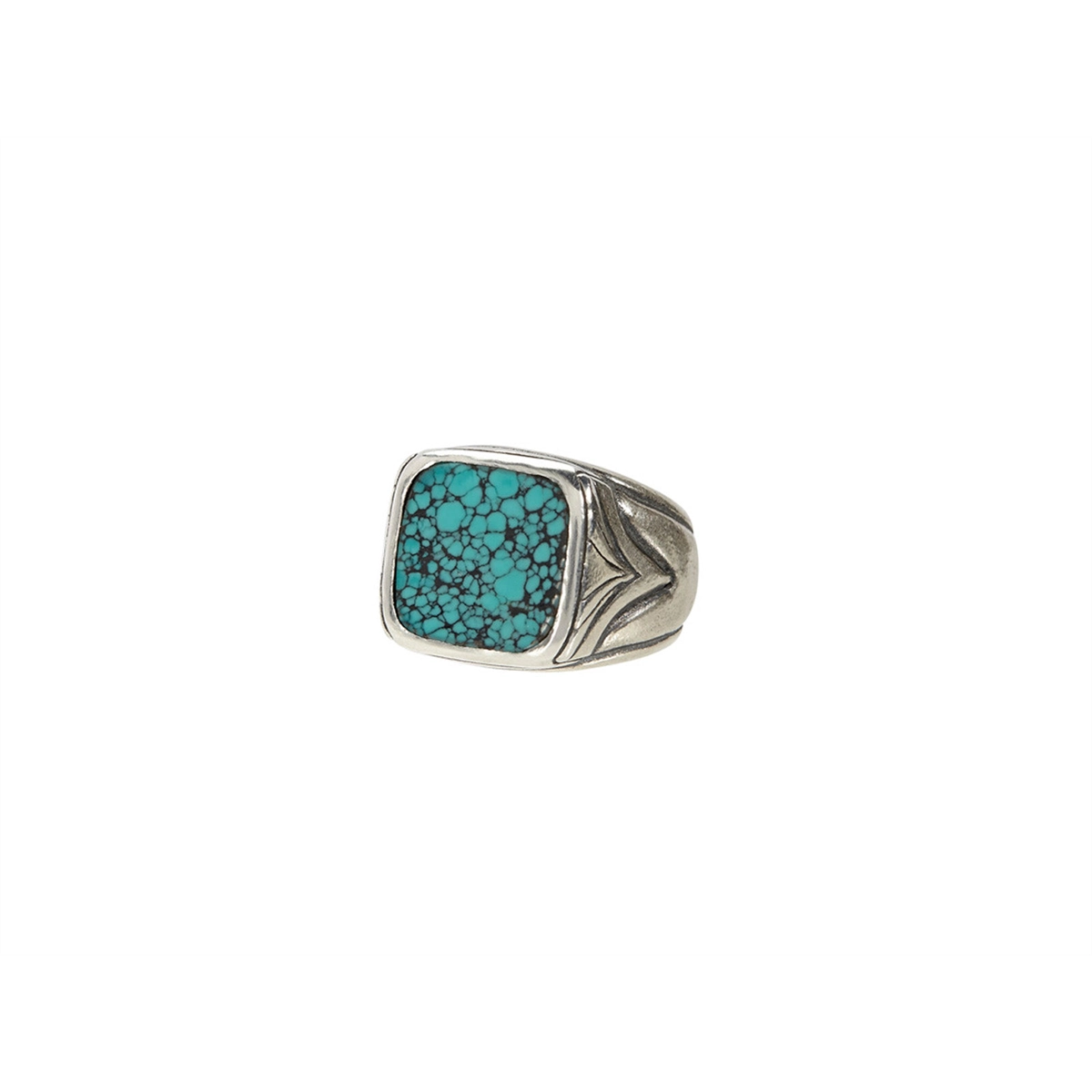 Sterling Silver 16mm Chinese Turquoise Square Ring