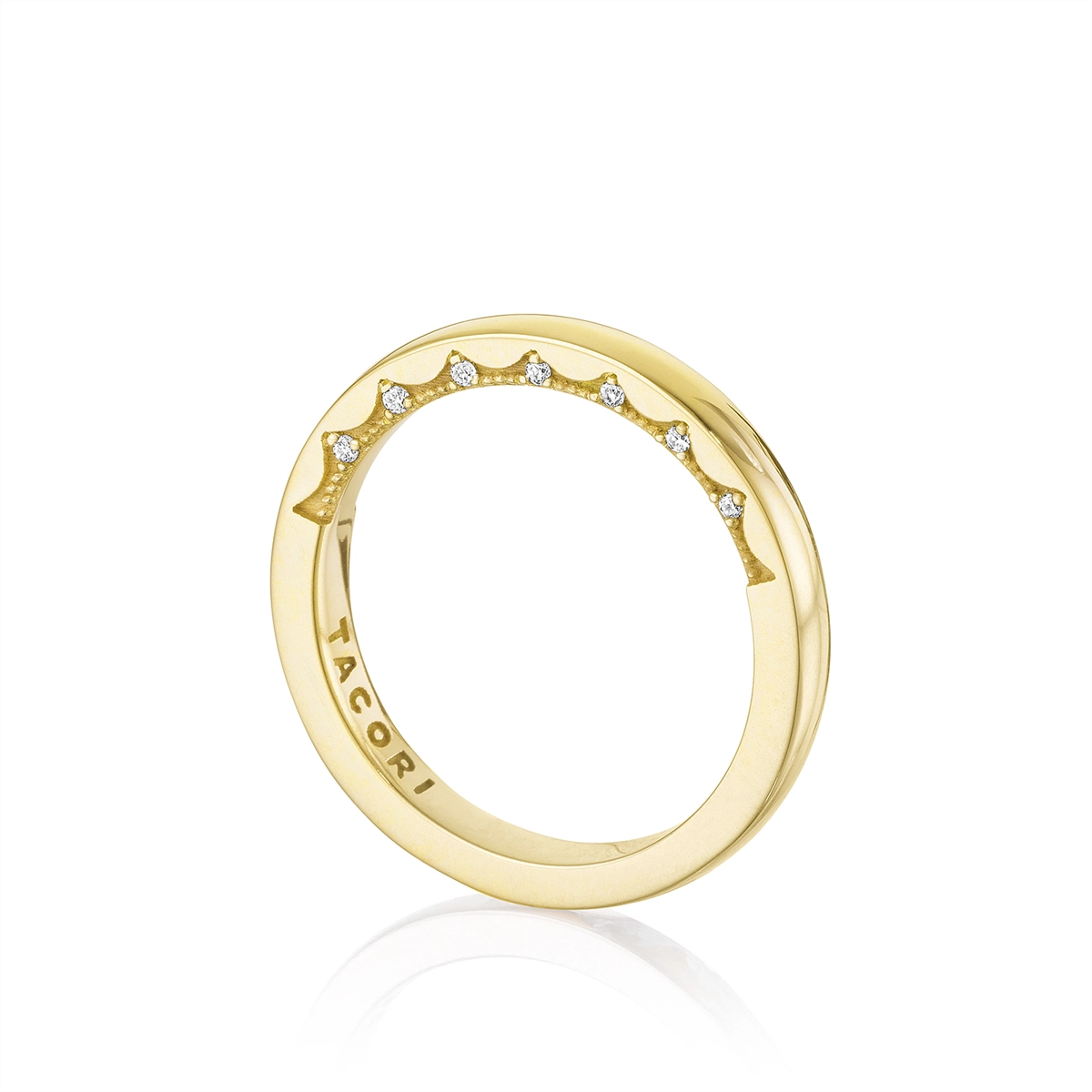 Tacori Coastal Crescent 14K Yellow Gold Profile Diamonds Band 1.5mm