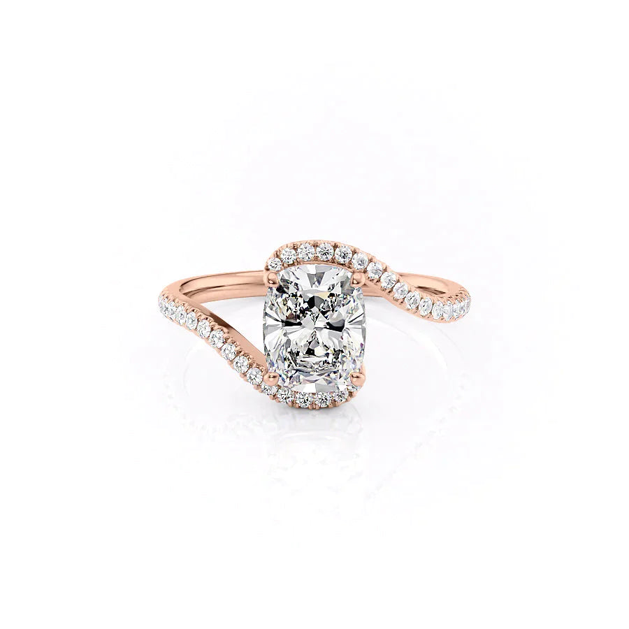 The Pave Skyler Set With A 2 Carat Elongated Cushion Lab Diamond