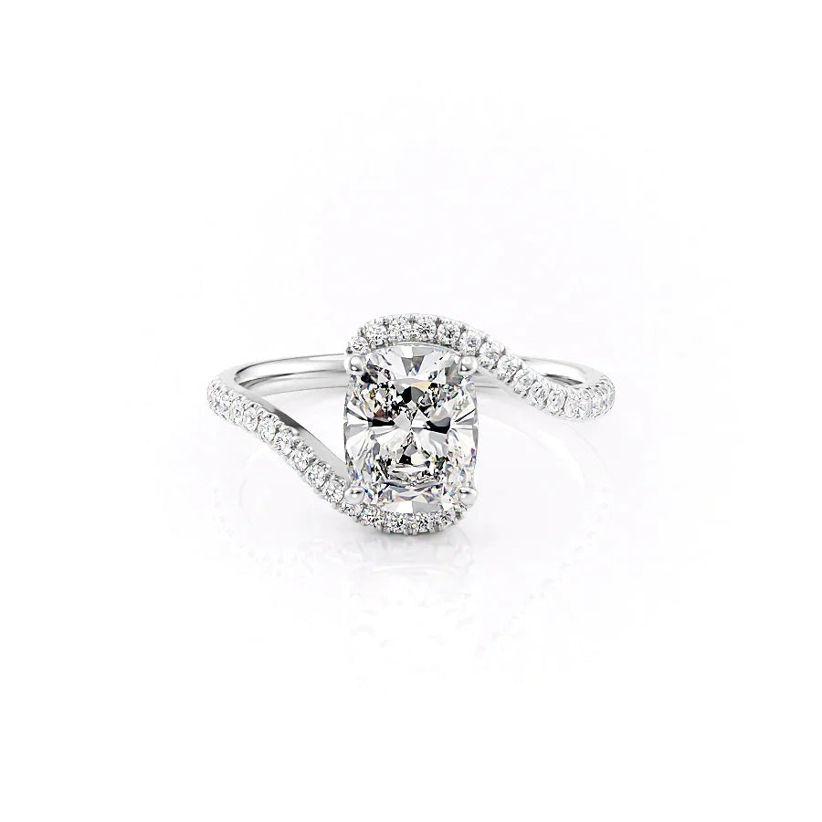 The Pave Skyler Set With A 1 Carat Elongated Cushion Lab Diamond