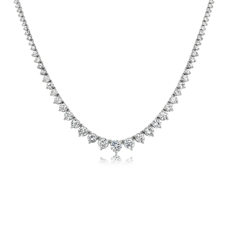 Three-Prong Graduated Diamond Tennis Necklace