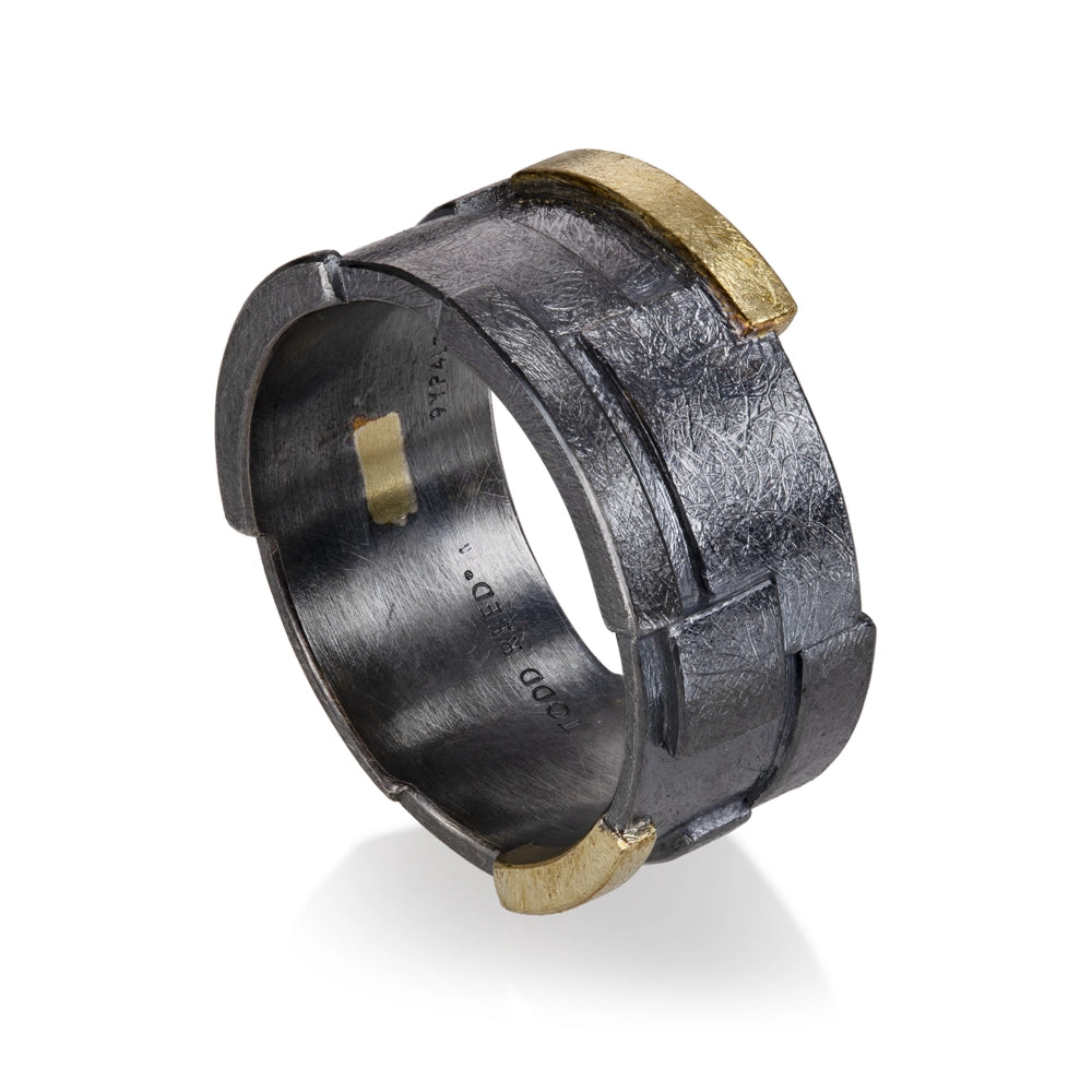 Todd Reed 18K Yellow Gold with Patina Sterling Silver Hand Forged Band