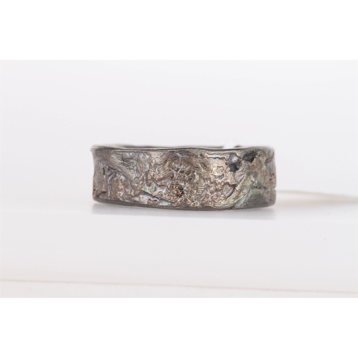 Todd Reed Mens Organic Sterling Silver with Patina and Palladium Band