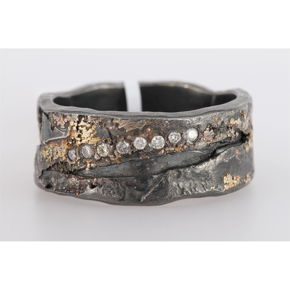 Todd Reed Sterling Silver and 22K Yellow Gold Diamond Band