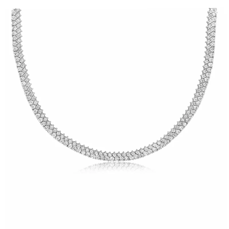 Two Row Diamond Tennis Necklace