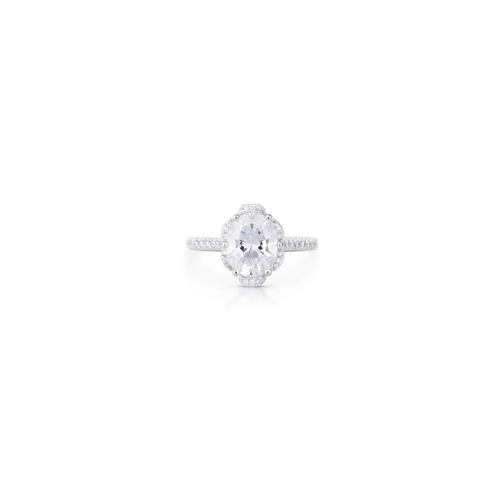 Verragio 18K White Gold Semi Mount Diamond Ring with Scalloped Oval Halo