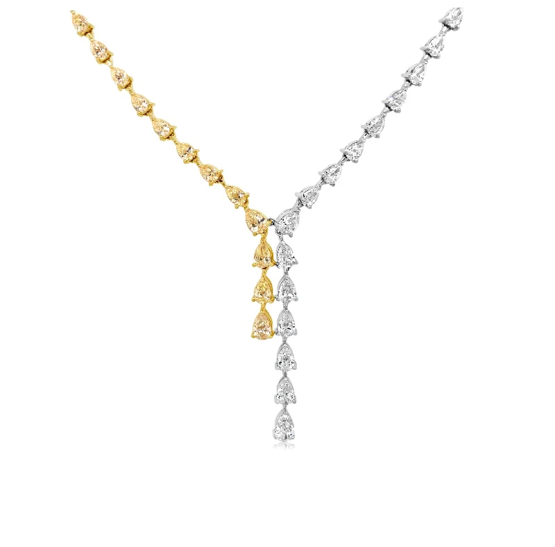 Two-Tone Luxury Pear Shape Diamond Drop Necklace