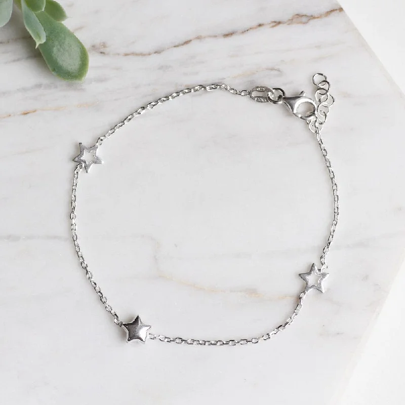 Sterling Silver Star Station Bracelet