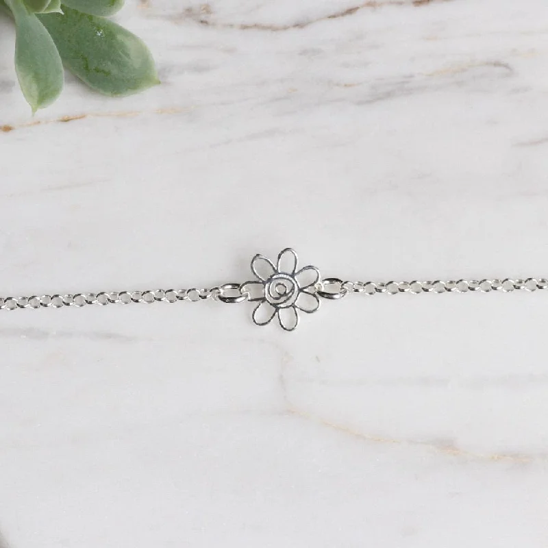 Sterling Silver Open Flower Bracelet