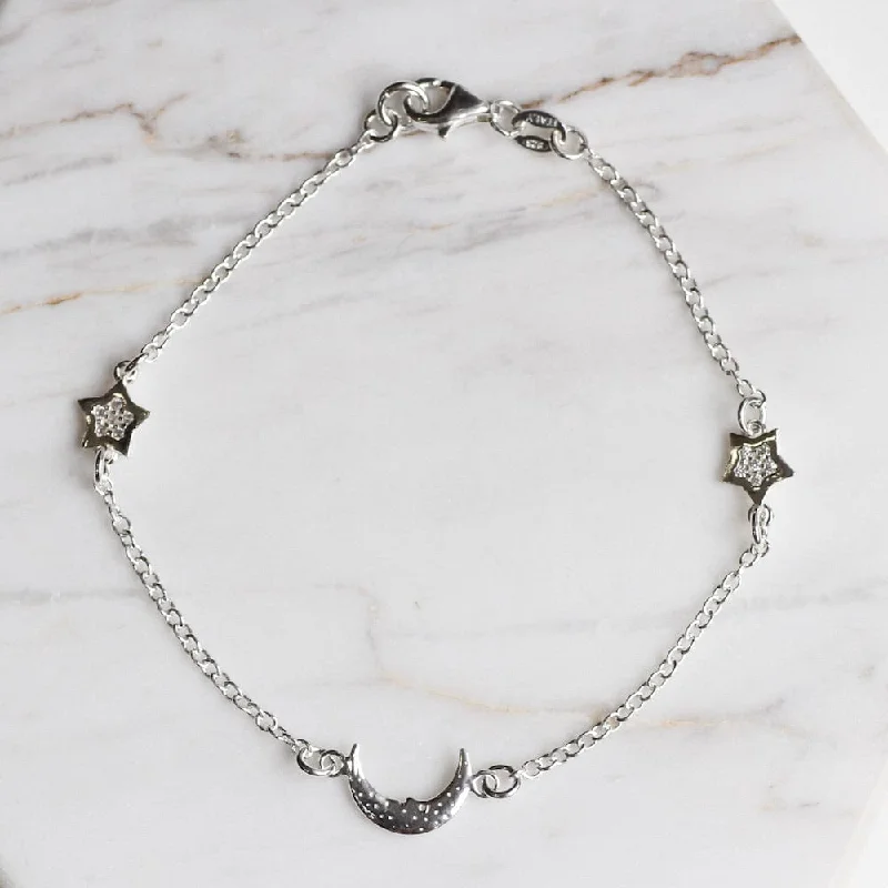 Sterling Silver Moon & Star Bracelet