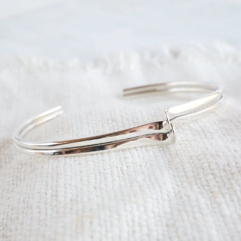 Sterling Silver Double Wave Cuff Bracelet