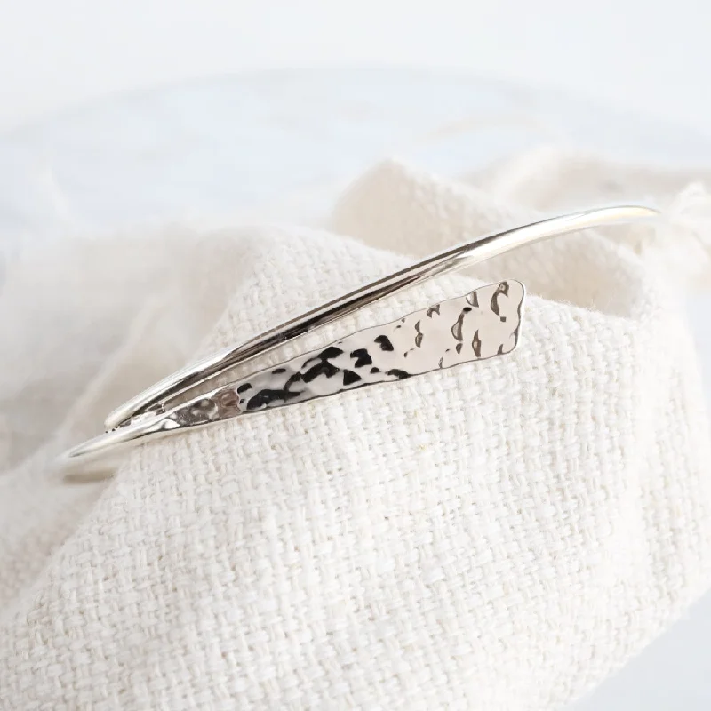 Sterling Silver Hammered Paddle By-pass Bracelet