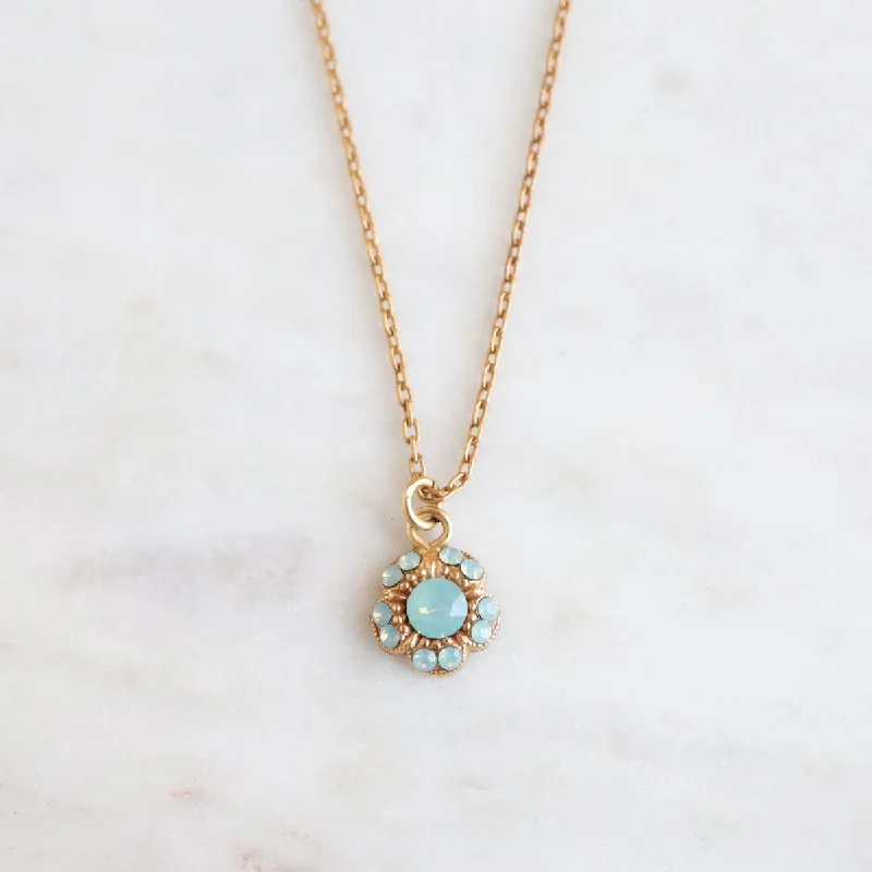 Pacific Opal Gold Tiny Flower Pendant Necklace