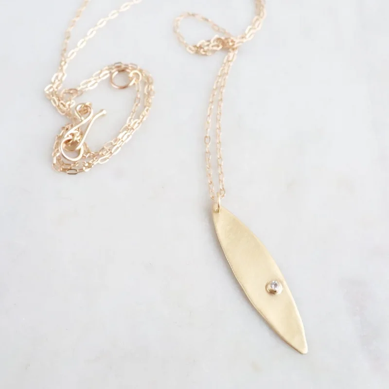 Narrow Diamond Petal Necklace