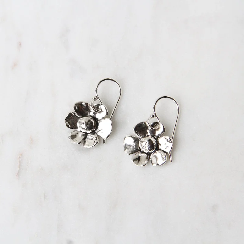 Sterling Silver Flower Drop Earrings