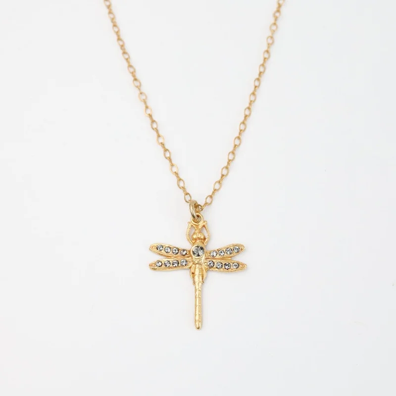 Crystal Dragonfly Necklace - Black Diamond