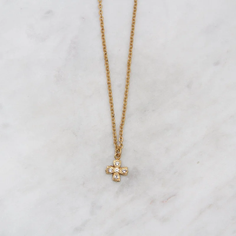 Flower Charm Necklace - Gold Plate