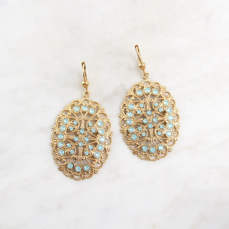 Oval Filigree Drop Earrings