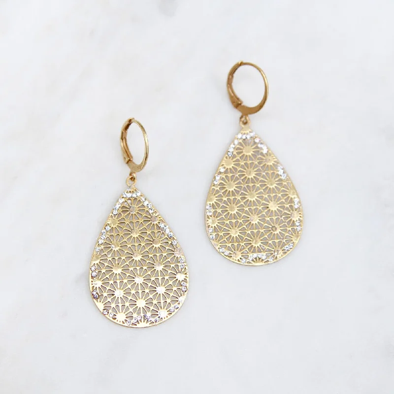 Teardrop Earrings with Stars & Clear Crystals