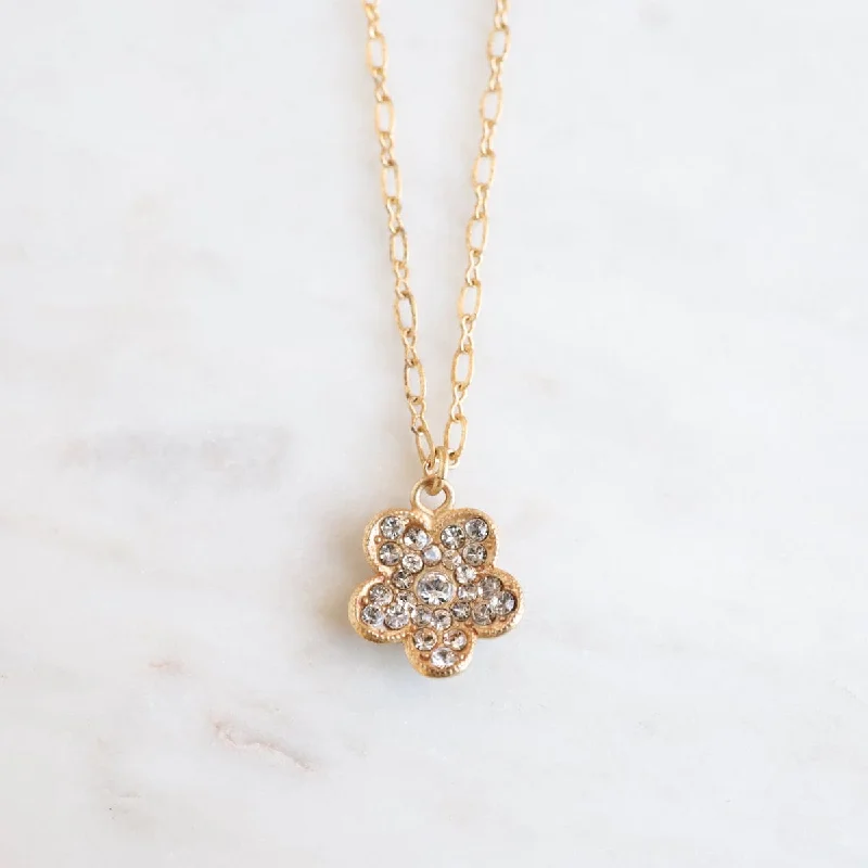 Crystal Small Flower Pendant Necklace