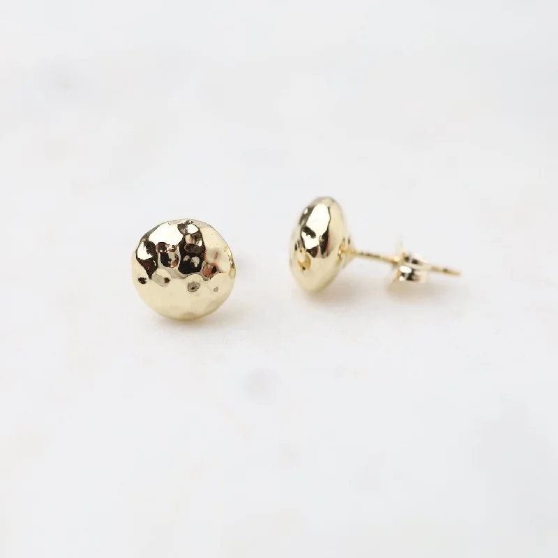 14k Yellow Gold 8mm Hammered Ball Stud