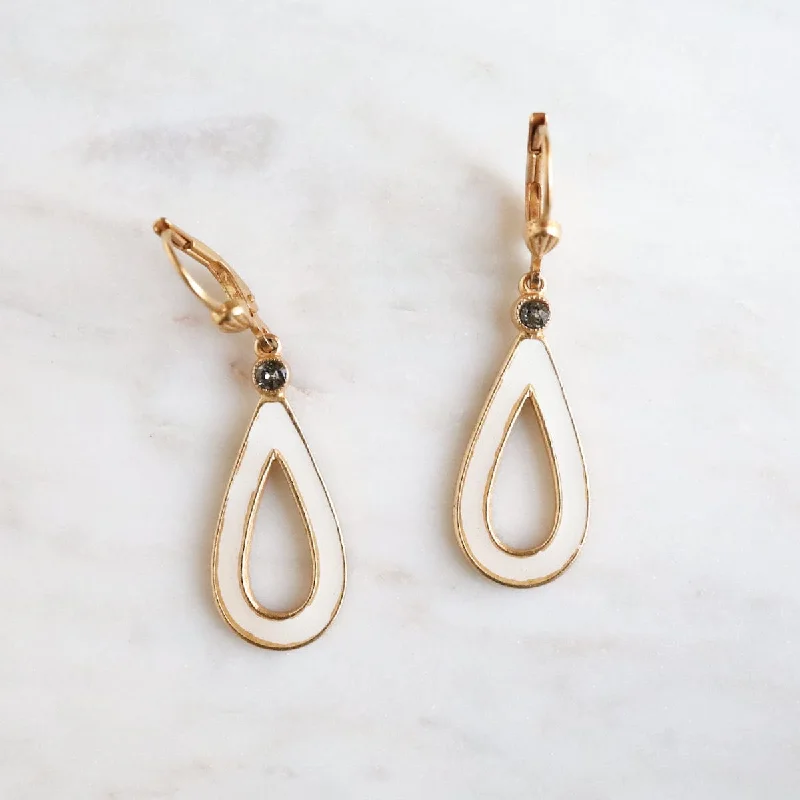 White Enamel Teardrop Earrings