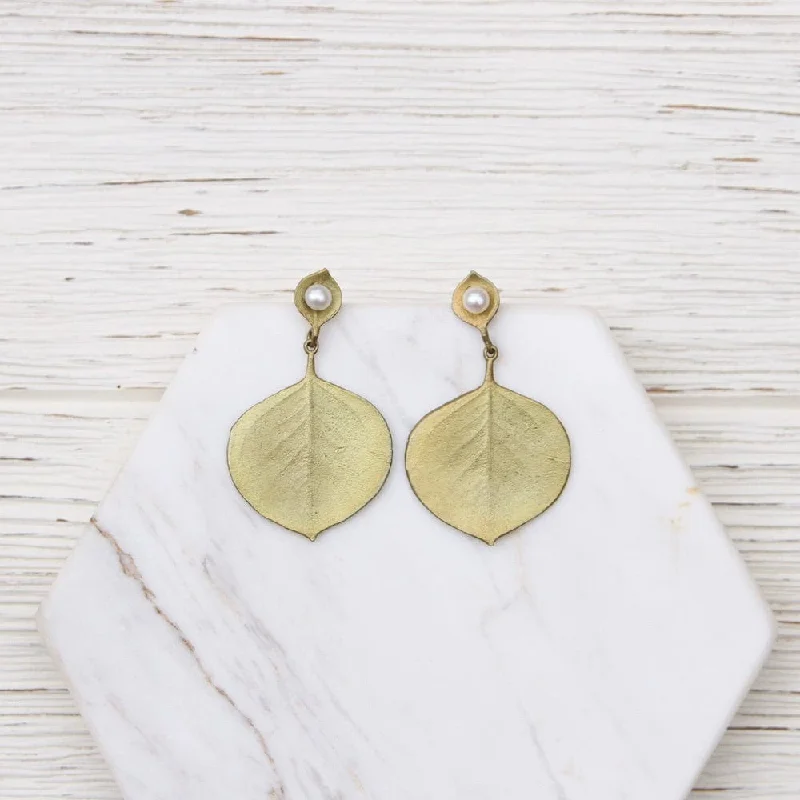 Eucalyptus Round Leaf Drop Post Earrings