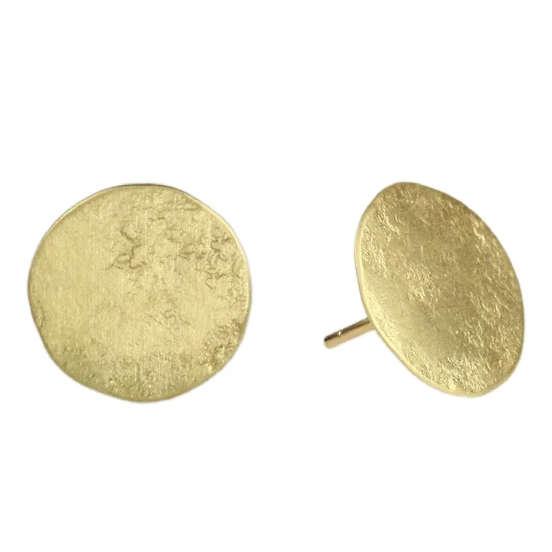 18k Parchment Disk Stud Earrings