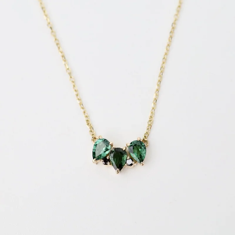 Evie Green Tourmaline Black Diamond Necklace