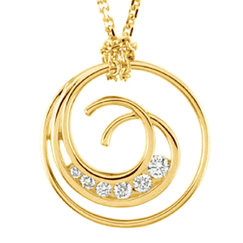 6-Stone Diamond 'Journey' Swirl 14k Yellow Gold Pendant Necklace, 18" (1/3 Ctw, GH Color, I1 Clarity)