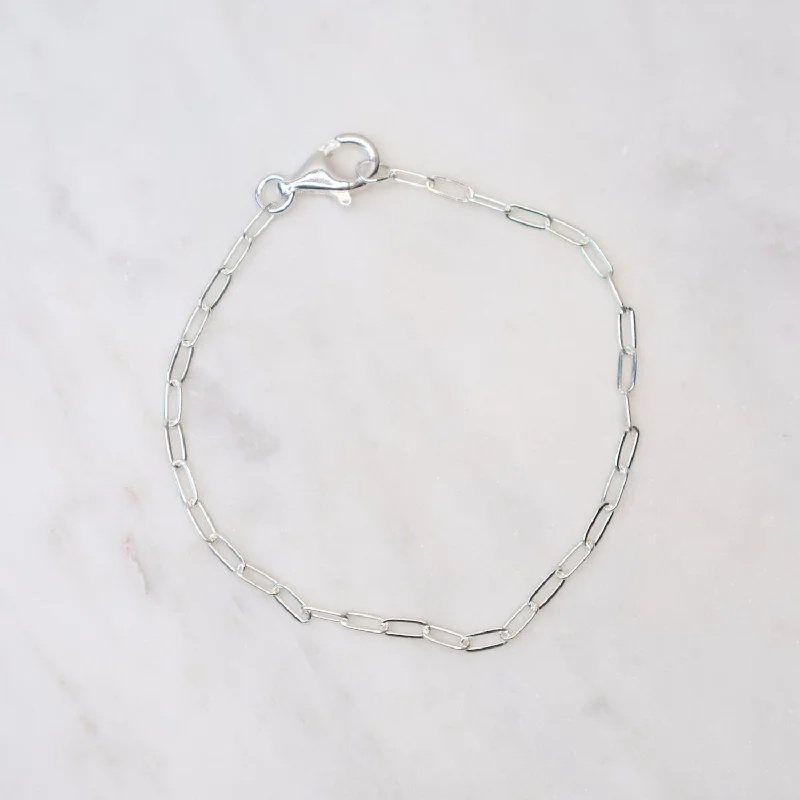 Medium Sterling Silver Flat Drawn Cable Chain Bracelet