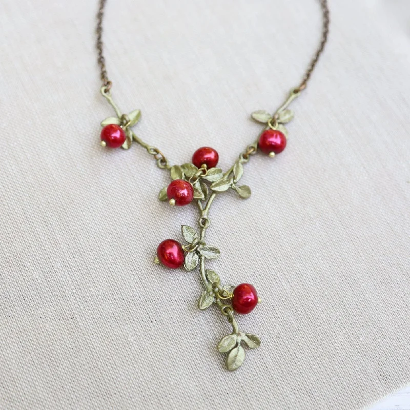 Cranberry Drop Pendant Necklace