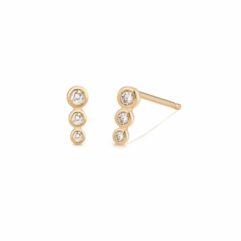 Graduated Bezel Diamond Stud Earrings