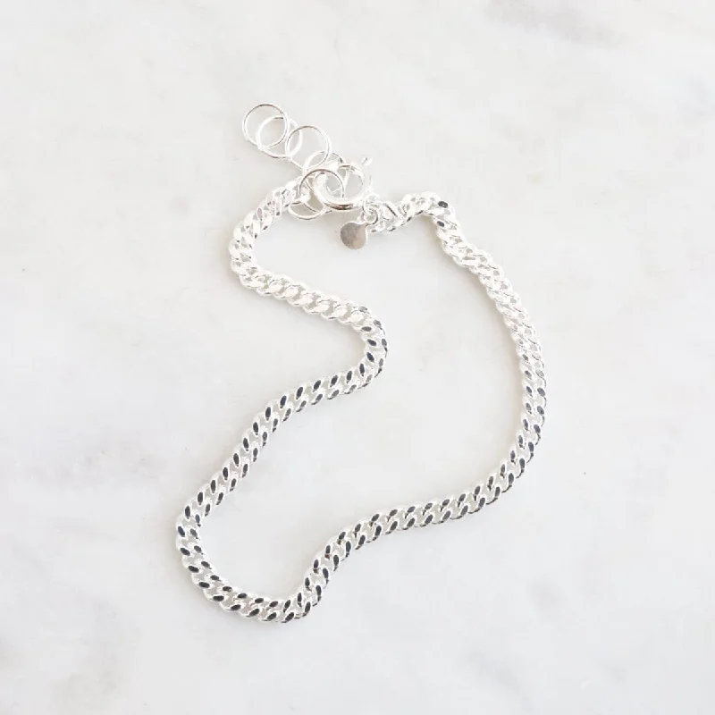 Sterling Silver Cut Curb Chain Bracelet